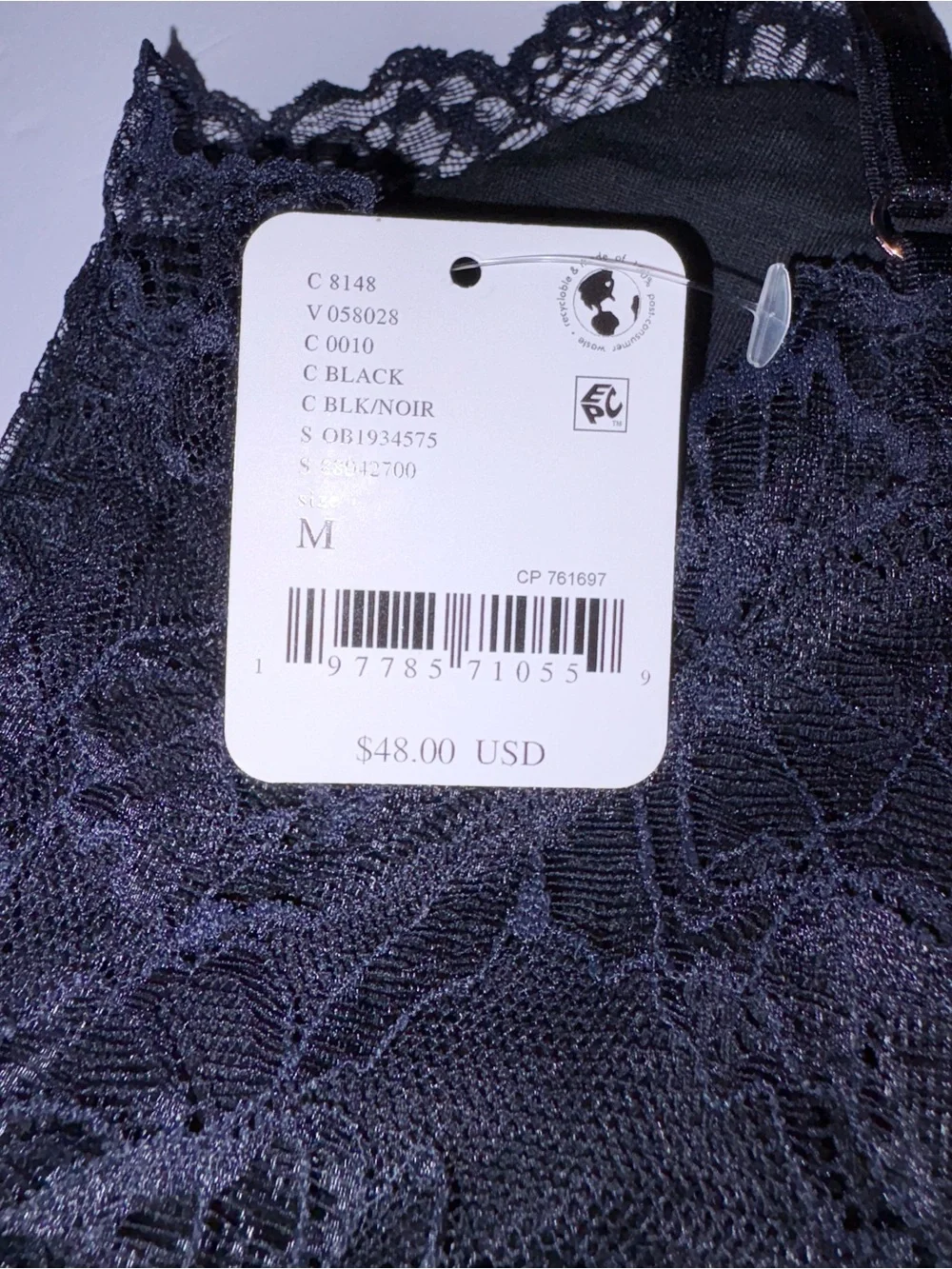 Free People Intimately Black Lace Camisole Tank Top
